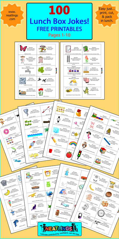 100 NEATLINGS Free Printables. 100 Lunch Box Note Jokes. Pages 1- 10