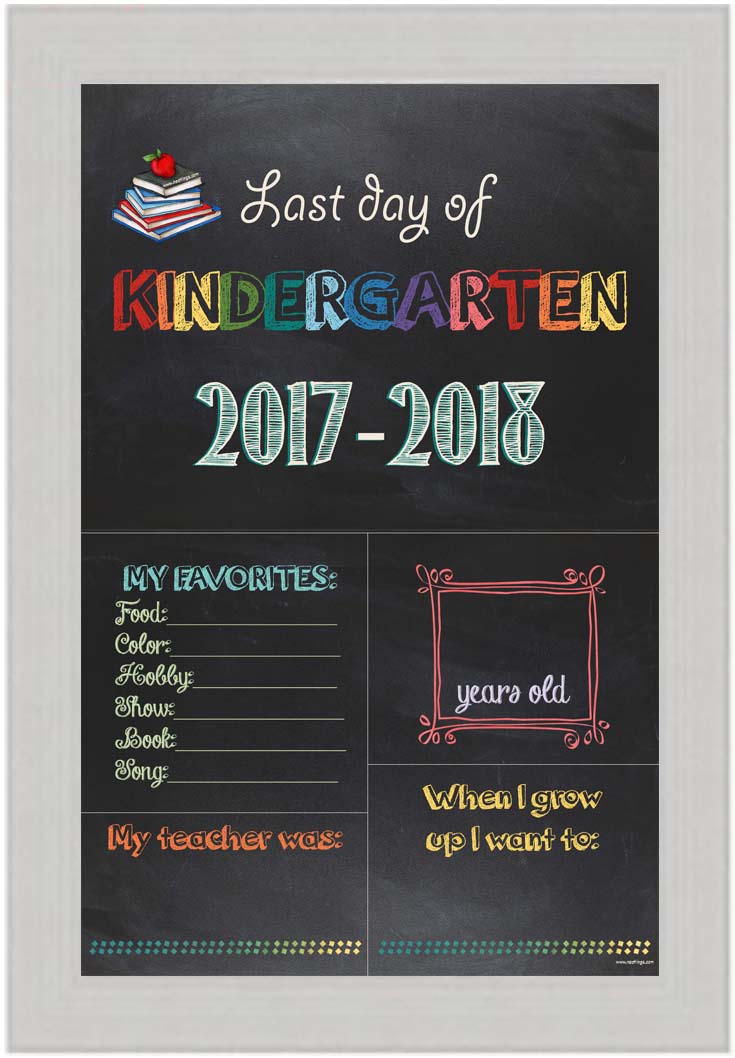 Last Day of School Sign Framed with Favorites