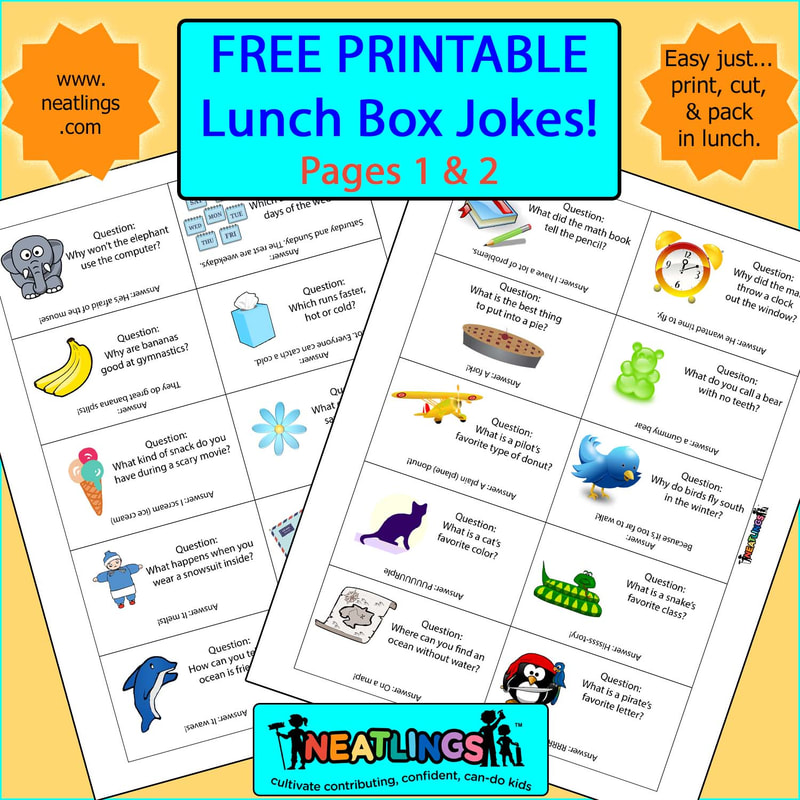 NEATLINGS Free Printables - Lunch Box Note Jokes Pages 1 & 2