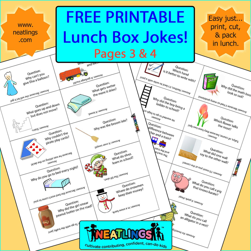 NEATLINGS Free Printables - Lunch Box Note Jokes Pages 3 & 4