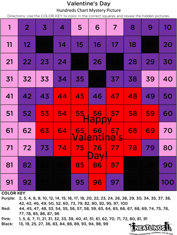 Valentine's Day 100 Chart Example