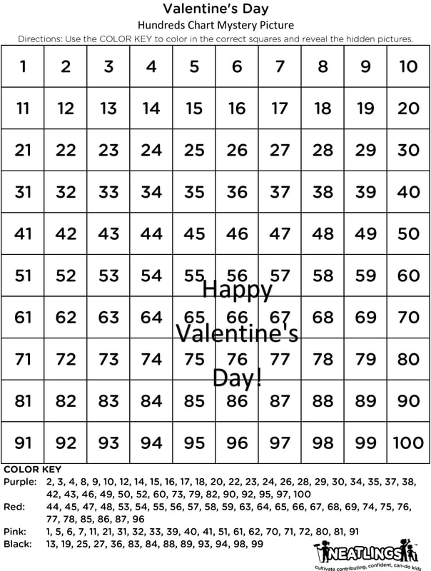 Valentine's Day 100 Chart Worksheet